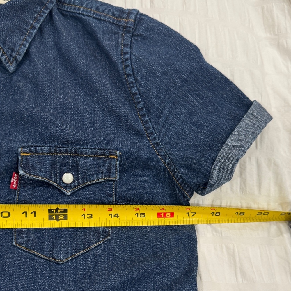 Levi's Strauss Classic Fit Short Sleeve Dark Blue Denim Shirt Size XS - Picture 4 of 8